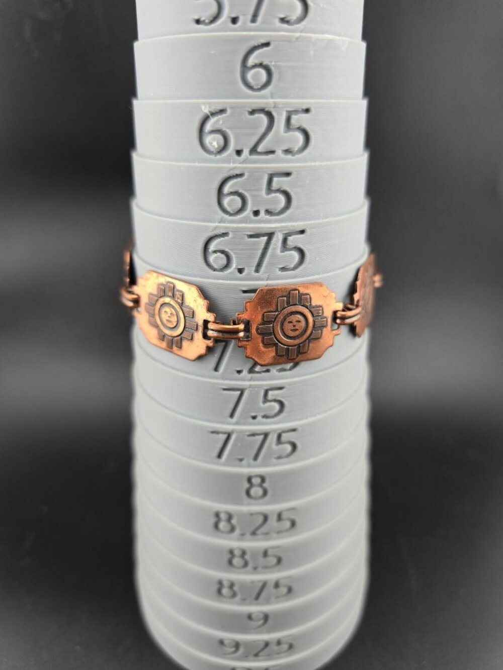 Southwestern Solid Copper Bracelet Happy Sun Face Links Retro Vintage 6.75" - Picture 2 of 7